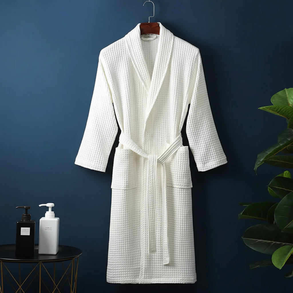 Soft plush dressing gown for men and women, product still life