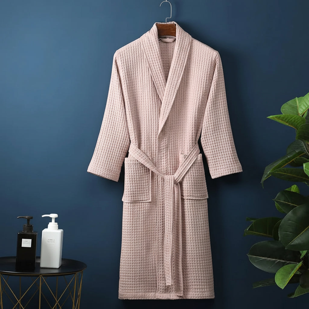 Soft plush dressing gown for men and women, product still life