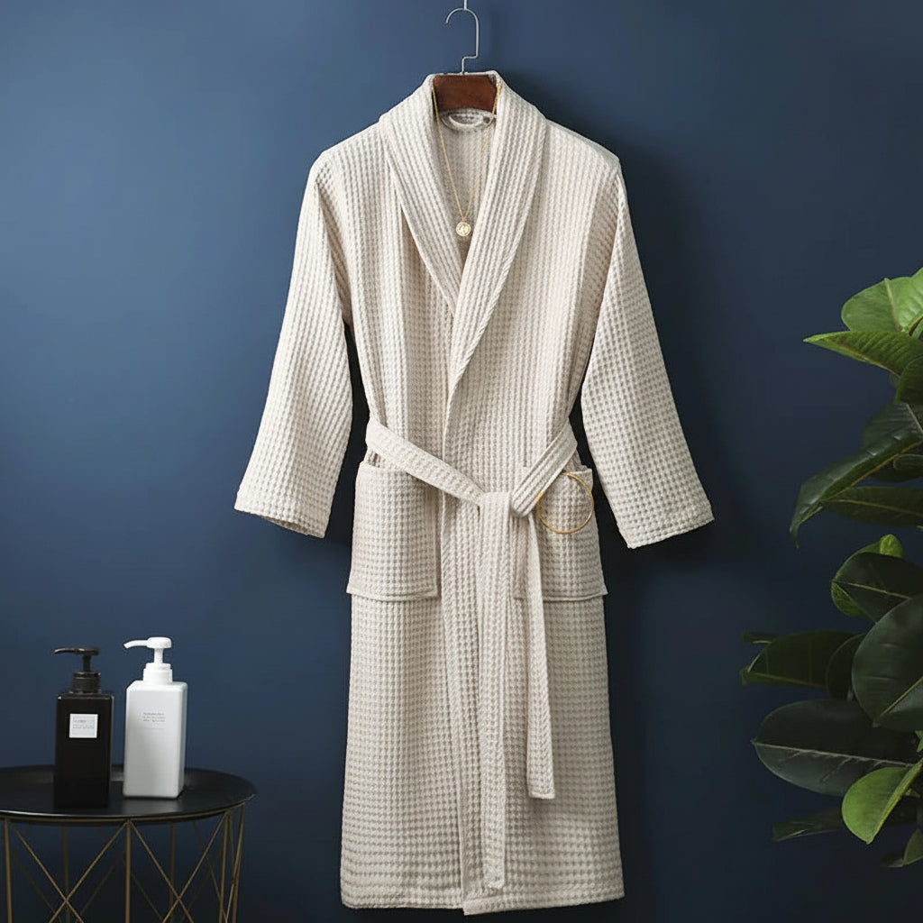 Soft plush dressing gown for men and women, product still life