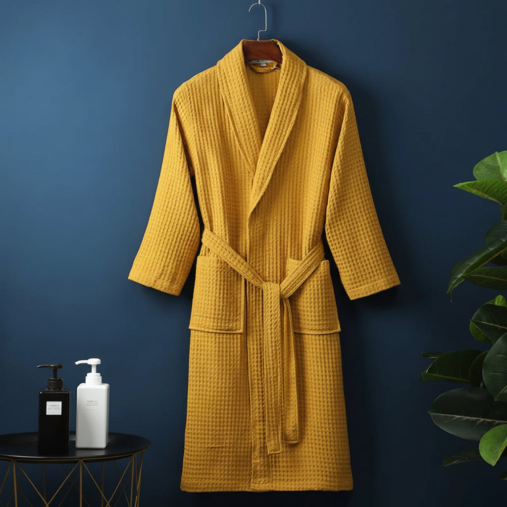 Soft plush dressing gown for men and women, product still life