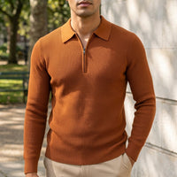 Fraser | Men's Ribbed Quarter Zip Knitted Jumper for Autumn Layering Wear