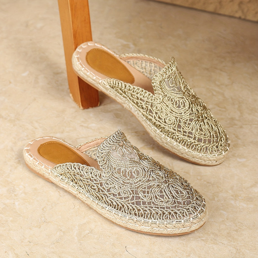 Woven slip-on mules, additional angle