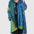 Women's Elegant Longline Boho Patchwork Print Open-Front Cardigan