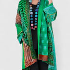 Women's Elegant Longline Boho Patchwork Print Open-Front Cardigan
