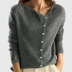 Women's Asymmetric Button Fine Knit Cardigan With Fitted Silhouette