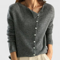 Martha | Women's Asymmetric Button Fine Knit Autumn Cardigan