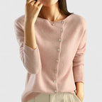 Women's Asymmetric Button Fine Knit Cardigan With Fitted Silhouette