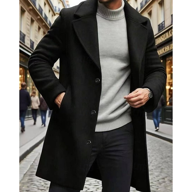 Women's long overcoat with notch lapel, product photo