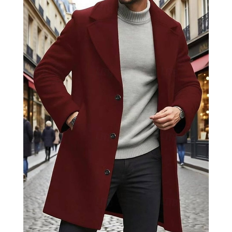 Women's long overcoat with notch lapel, product photo