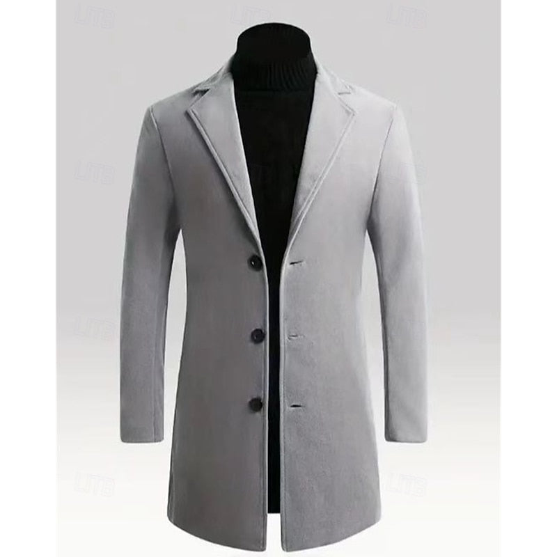 Women's long overcoat with notch lapel, product photo
