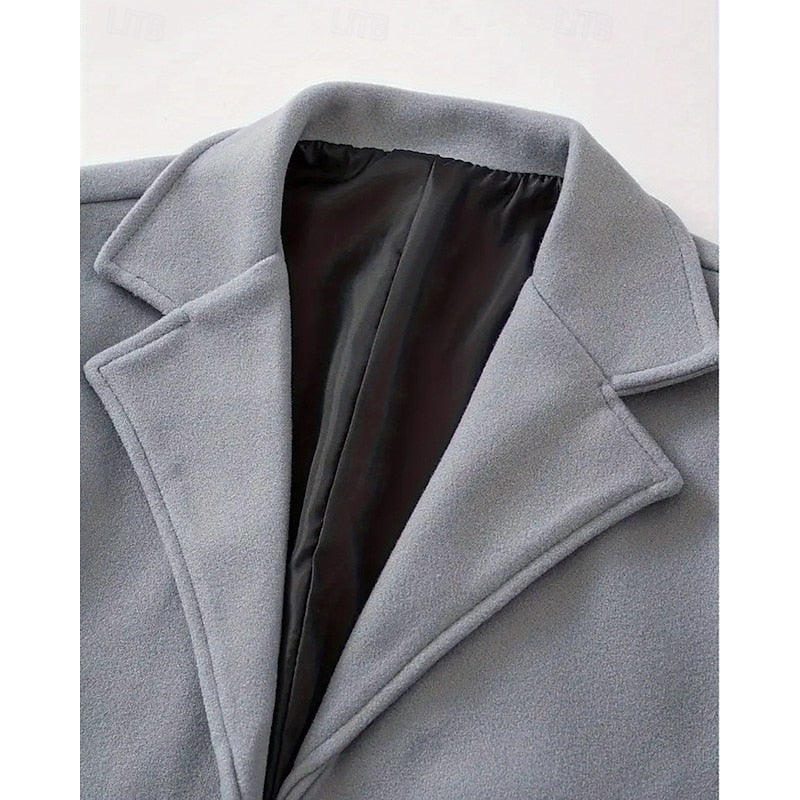 Women's long overcoat with notch lapel, product photo