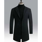 Women's long overcoat with notch lapel, product photo