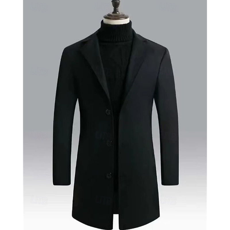 Women's long overcoat with notch lapel, product photo