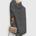 Women's beige longline hooded knit cardigan for cool days