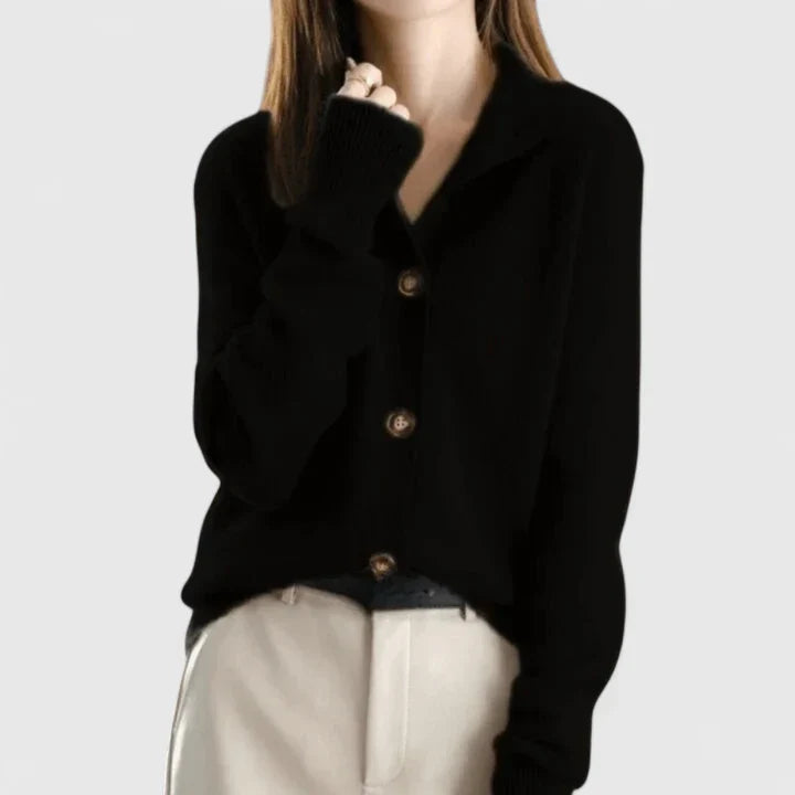 Women's beige minimalist soft knit cardigan for everyday layering