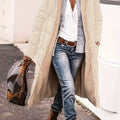 Beige reversible long coat with relaxed fit