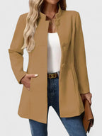 Women's Camel Smart Stand-Collar Transitional Jacket