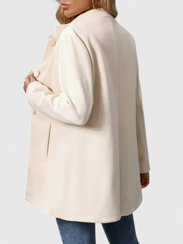Women's Cream Smart Stand-Collar Transitional Jacket