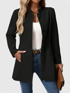 Women's Black Smart Stand-Collar Transitional Jacket