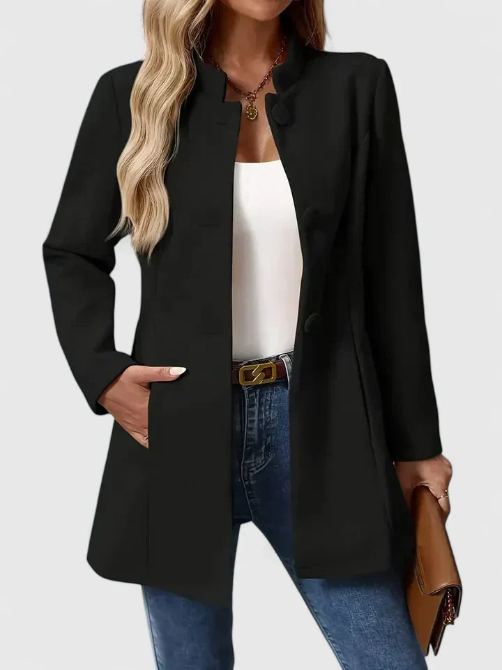 Women's Black Smart Stand-Collar Transitional Jacket