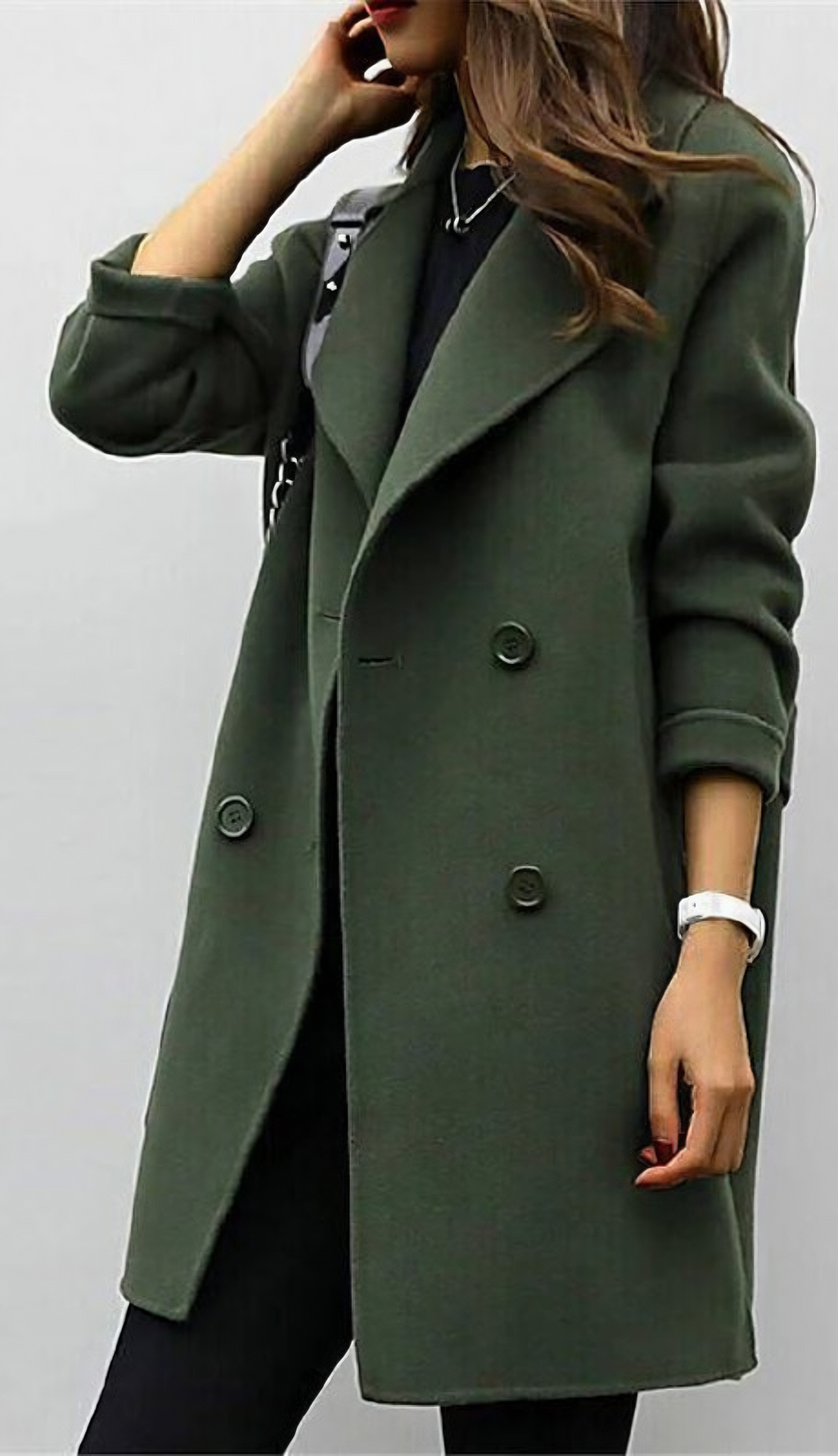 Women's Brown Double-Breasted Trench Coat for Autumn Layering
