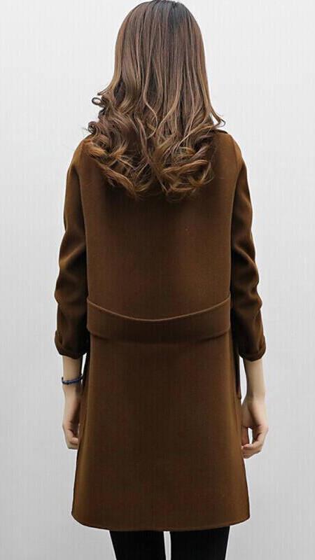 Women's Black Double-Breasted Trench Coat for Autumn Layering
