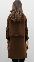 Women's Black Double-Breasted Trench Coat for Autumn Layering