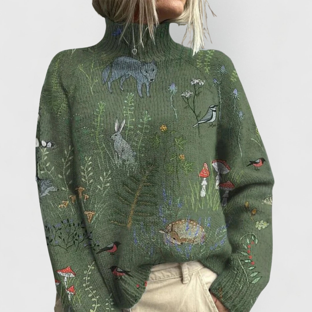 Women's Grey Knitted Roll Neck Jumper