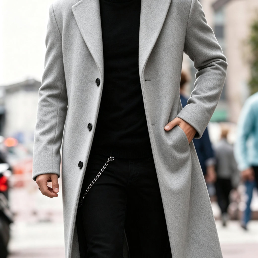 Long trench coat, additional angle