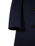 Close-up of button fastening on long trench coat