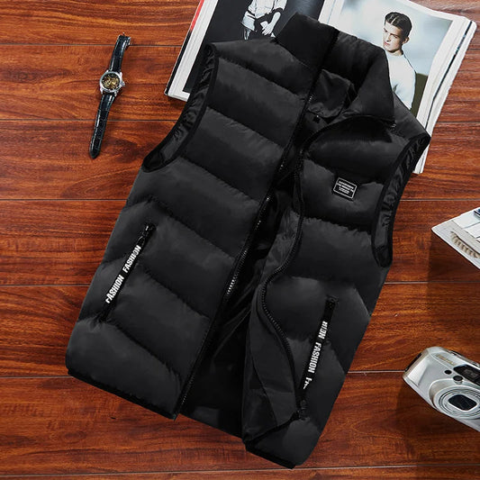 Men's black quilted thermal zip gilet for layering