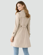 Women's midi trench coat with buttoned cuffs
