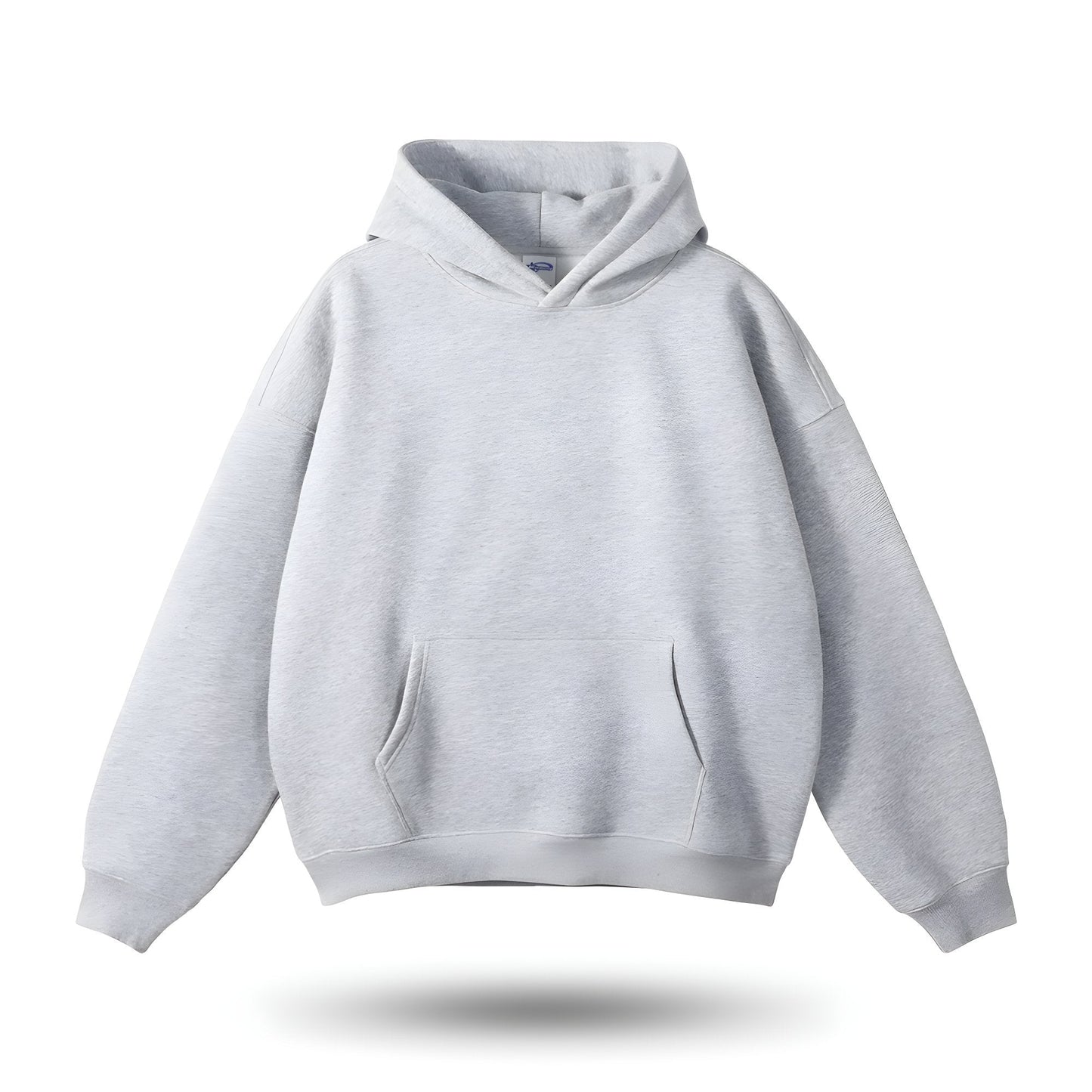 Steel grey weighted hoodie with relaxed comfort fit for layering
