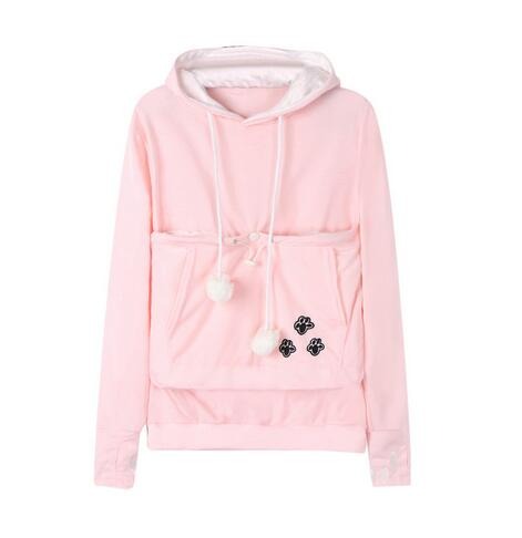 Black cat pouch hoodie with kangaroo pocket for autumn