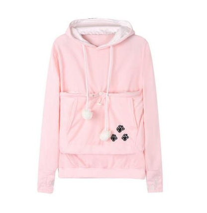 Black cat pouch hoodie with kangaroo pocket for autumn