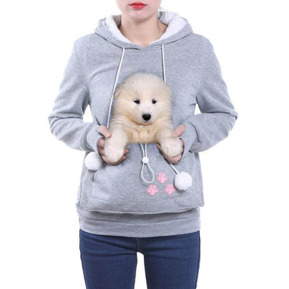 Black cat pouch hoodie with kangaroo pocket for autumn