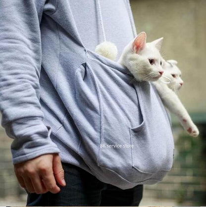 Red cat pouch hoodie with kangaroo pocket for autumn