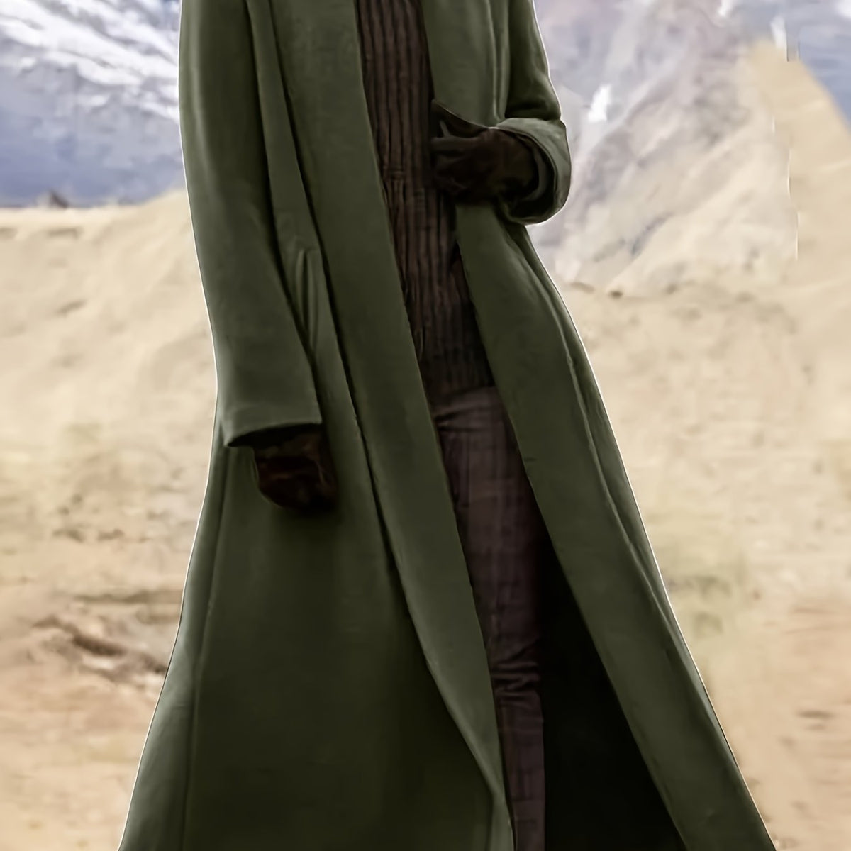 Long winter coat, front view