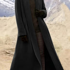Close-up of pocket detail on long winter coat