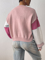 Women's cropped colour block open front cardigan