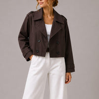 Caoimhe | Women's Cropped Double-Breasted Trench Coat
