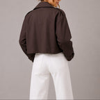 Cropped double-breasted trench coat, product still life
