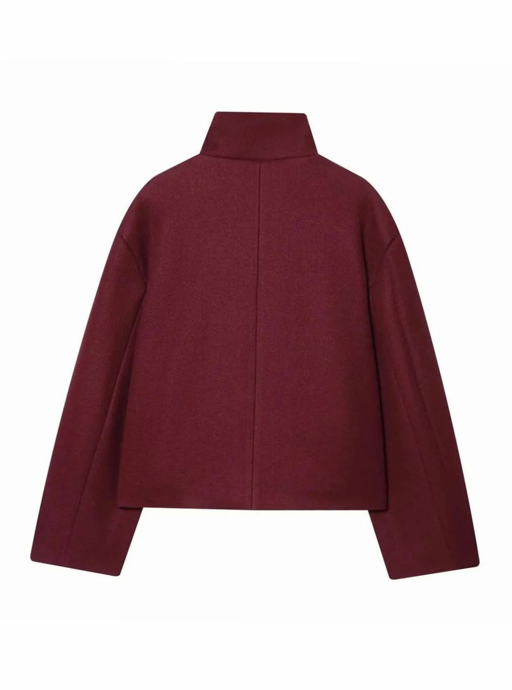 Women's cropped wool coat with asymmetric buttons