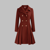 Rose | Women's Double Breasted Pleated Fit-And-Flare Coat