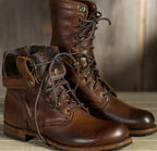 Women's leather lace-up combat boots