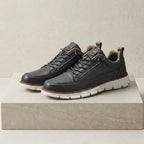 Midnight Navy men's faux leather casual trainers with a cushioned sole