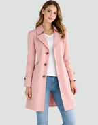 Women's double-breasted mid-length trench coat with belt, product photo