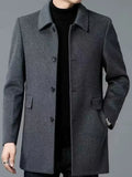Single-breasted wool-blend overcoat with notch lapel and knee-length cut