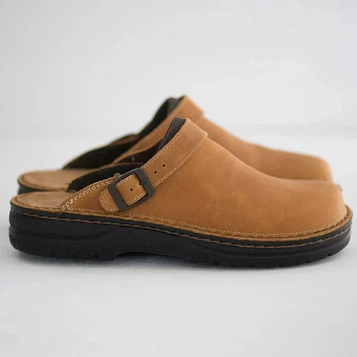 Leather slip-on shoes, side view