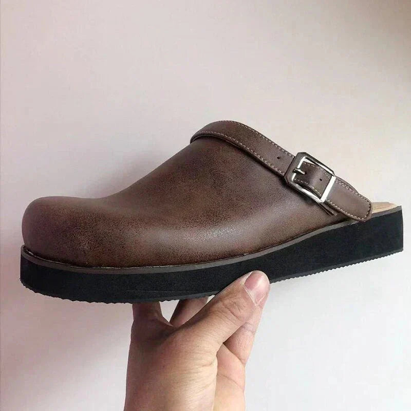 Leather slip-on shoes, pair shown together